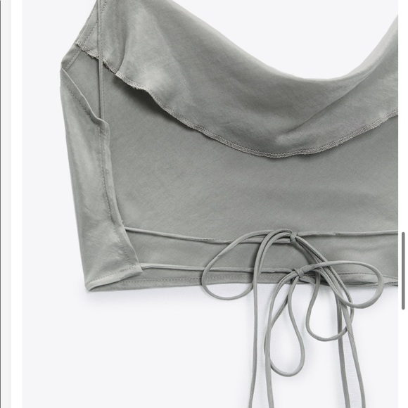 Grey crop top worn strappy backless detail. Matching set also available - Picture 9 of 9